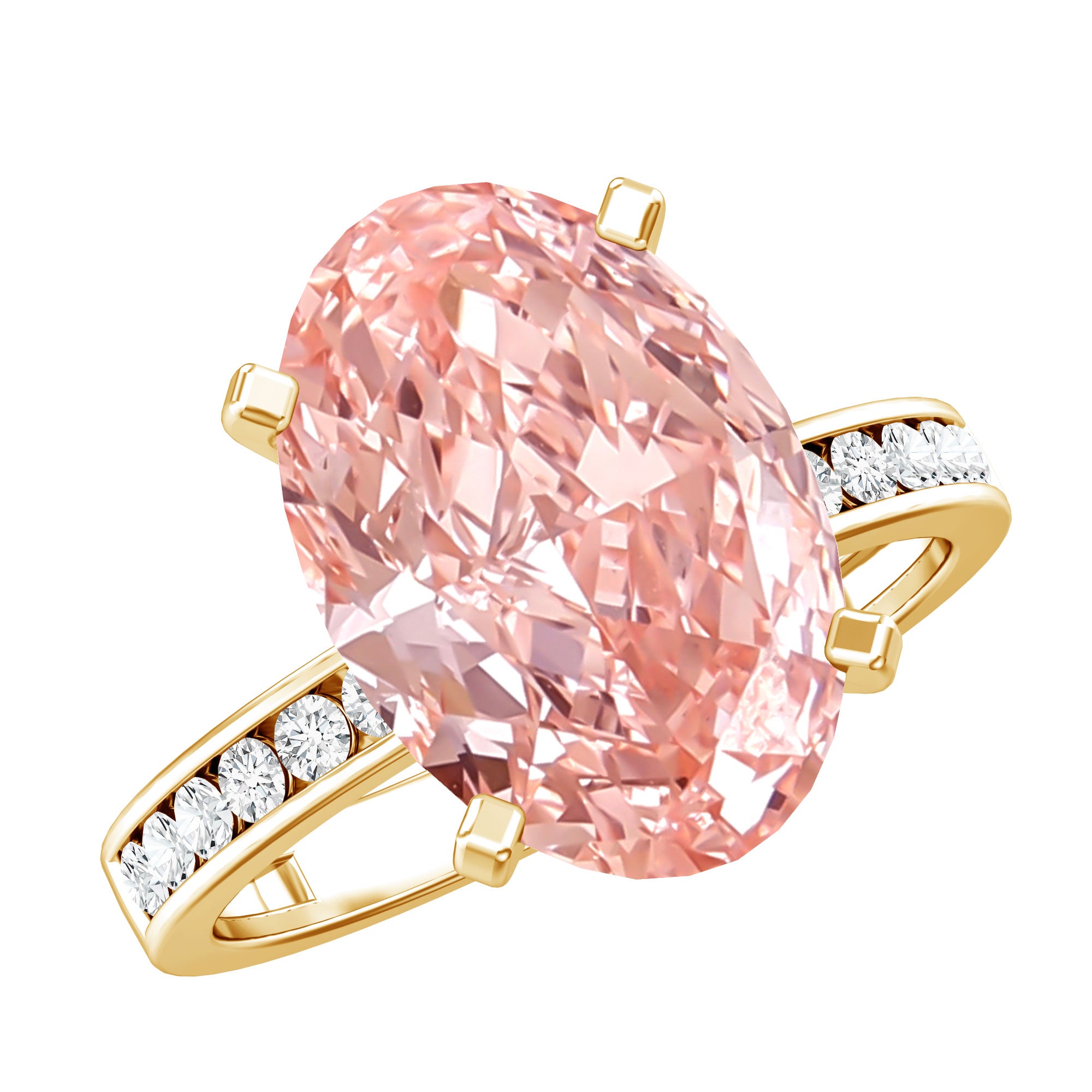 Rosec Jewels-IGI Certified Solitaire Lab Grown Pink Diamond Oval Engagement Ring 4 Carat