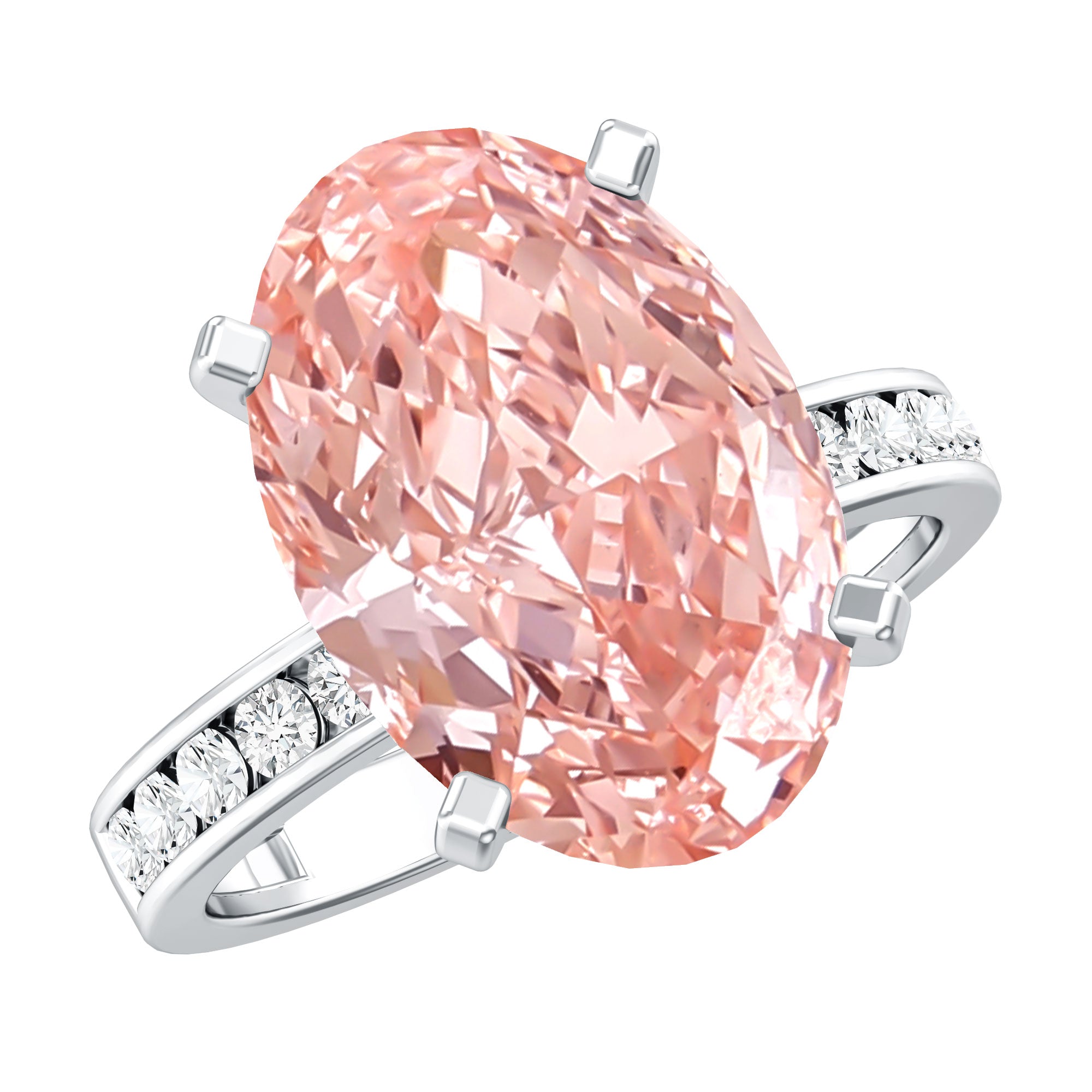 Rosec Jewels-5 Carat Oval Lab Grown Pink Diamond Statement Ring with IGI Certificate
