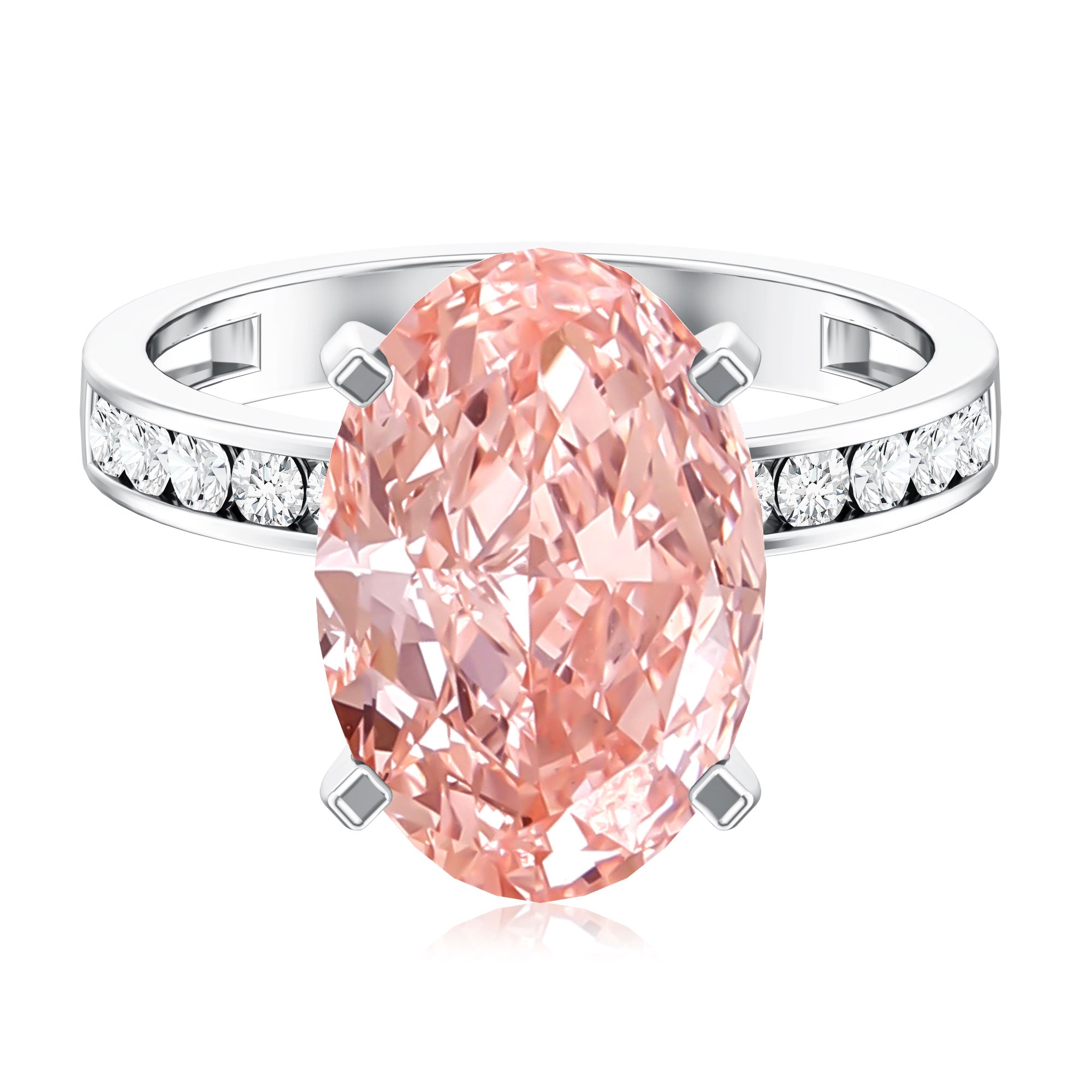 Rosec Jewels-5 Carat Oval Lab Grown Pink Diamond Statement Ring with IGI Certificate