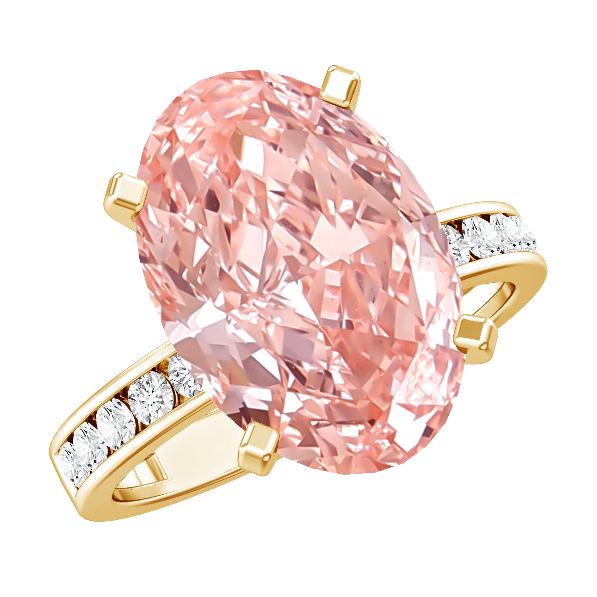 Rosec Jewels-5 Carat Oval Lab Grown Pink Diamond Statement Ring with IGI Certificate