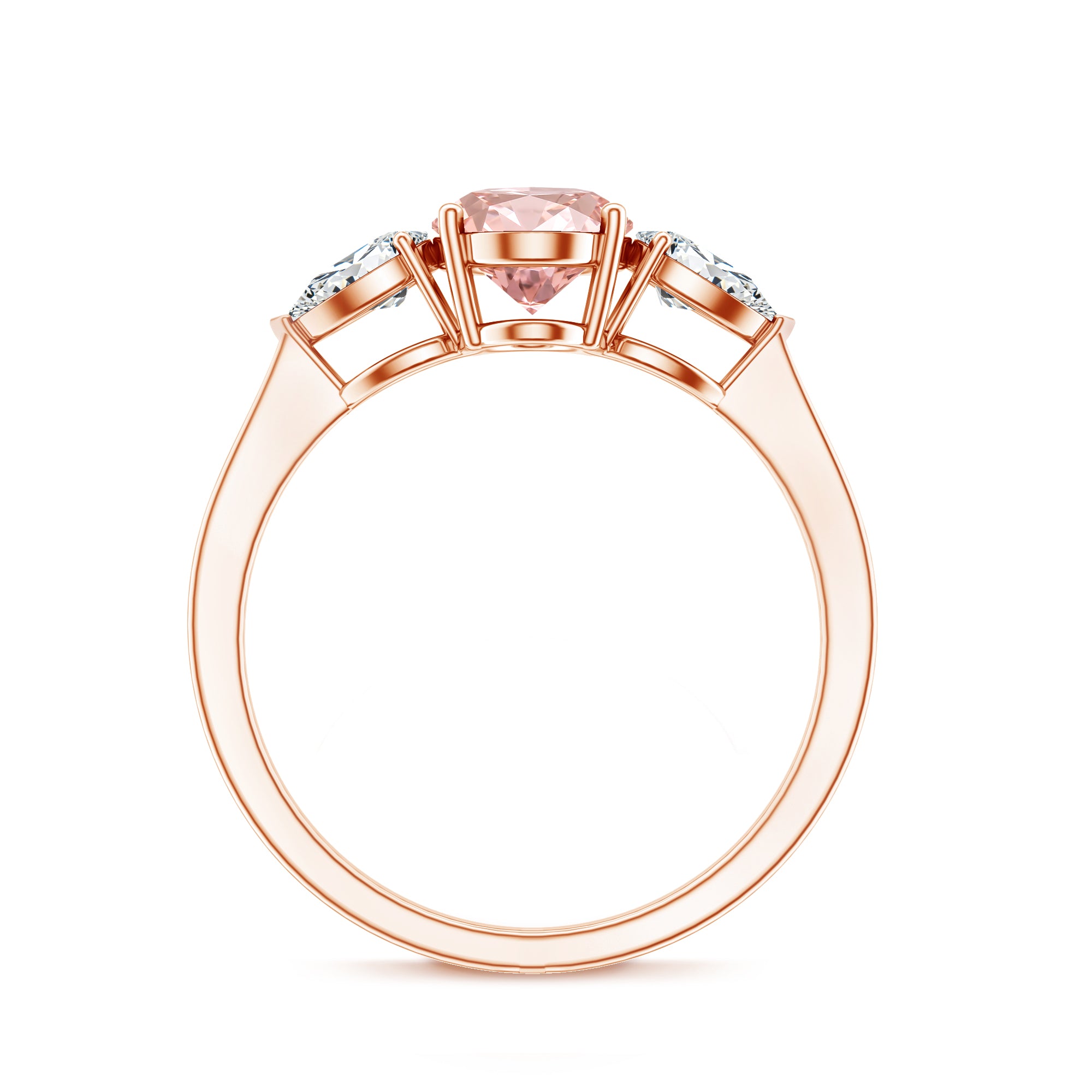 Rosec Jewels-1 Carat Lab Pink and White Diamond Three Stone Engagement Ring IGI Certified
