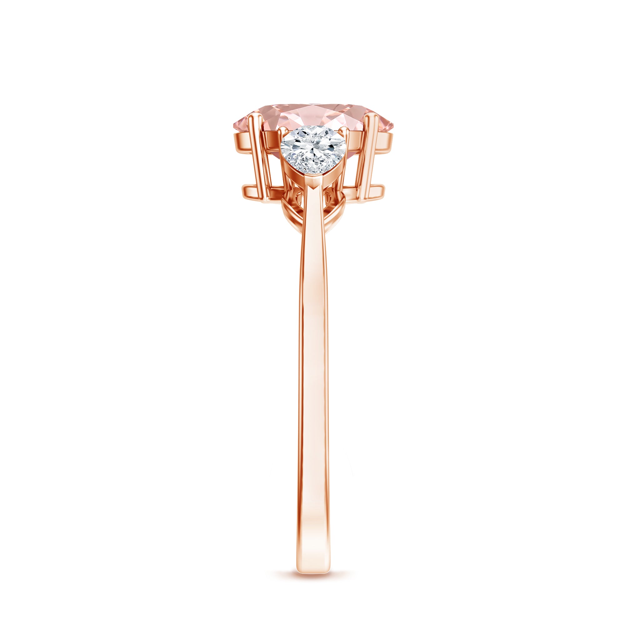 Rosec Jewels-1 Carat Lab Pink and White Diamond Three Stone Engagement Ring IGI Certified