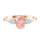 Rosec Jewels-1 Carat Lab Pink and White Diamond Three Stone Engagement Ring IGI Certified