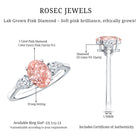 Rosec Jewels-1 Carat Lab Pink and White Diamond Three Stone Engagement Ring IGI Certified