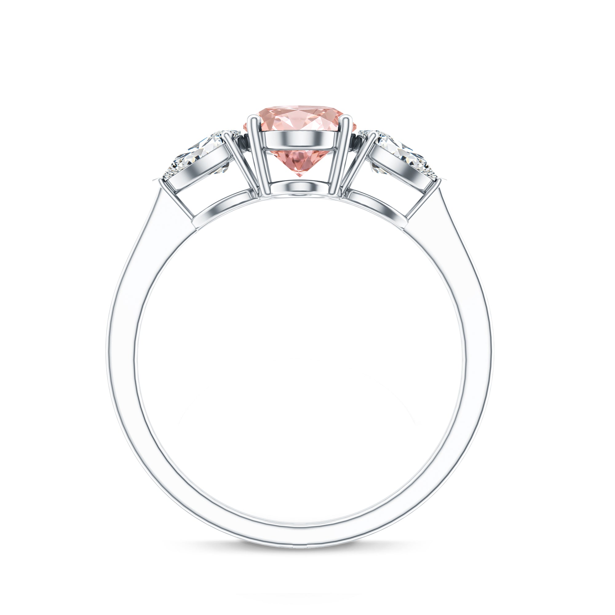 Rosec Jewels-1 Carat Lab Pink and White Diamond Three Stone Engagement Ring IGI Certified