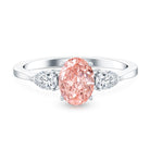 Rosec Jewels-1 Carat Lab Pink and White Diamond Three Stone Engagement Ring IGI Certified