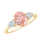 Rosec Jewels-1 Carat Lab Pink and White Diamond Three Stone Engagement Ring IGI Certified