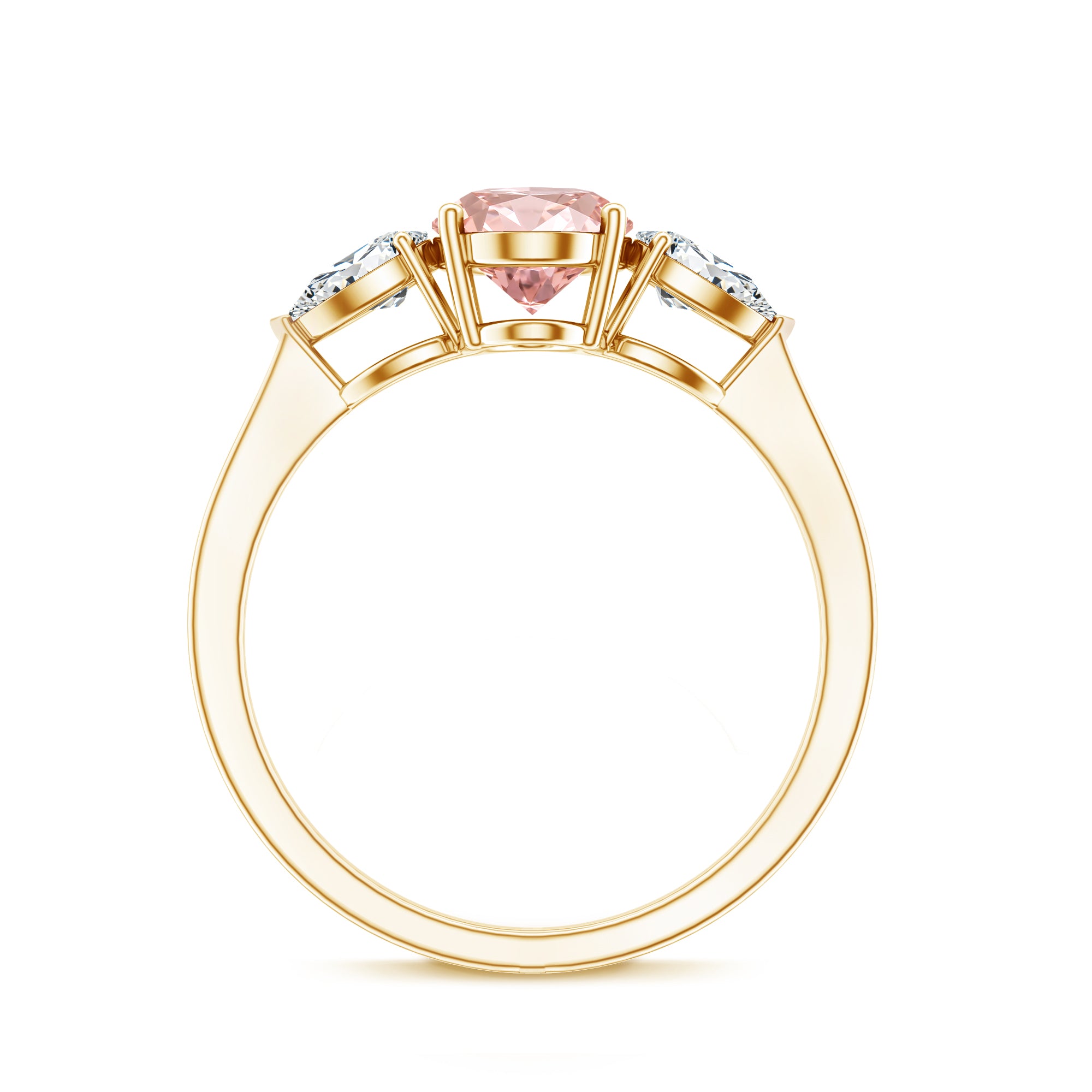 Rosec Jewels-1 Carat Lab Pink and White Diamond Three Stone Engagement Ring IGI Certified