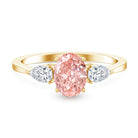 Rosec Jewels-1 Carat Lab Pink and White Diamond Three Stone Engagement Ring IGI Certified