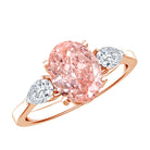 Rosec Jewels-IGI Certified Oval Cut Lab Grown Pink Diamond Three Stone Engagement Ring 2 Carat