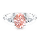 Rosec Jewels-IGI Certified Oval Cut Lab Grown Pink Diamond Three Stone Engagement Ring 2 Carat