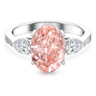 Rosec Jewels-IGI Certified 3 Carat Lab Grown Pink Diamond Triple Stone Engagement Ring for Women