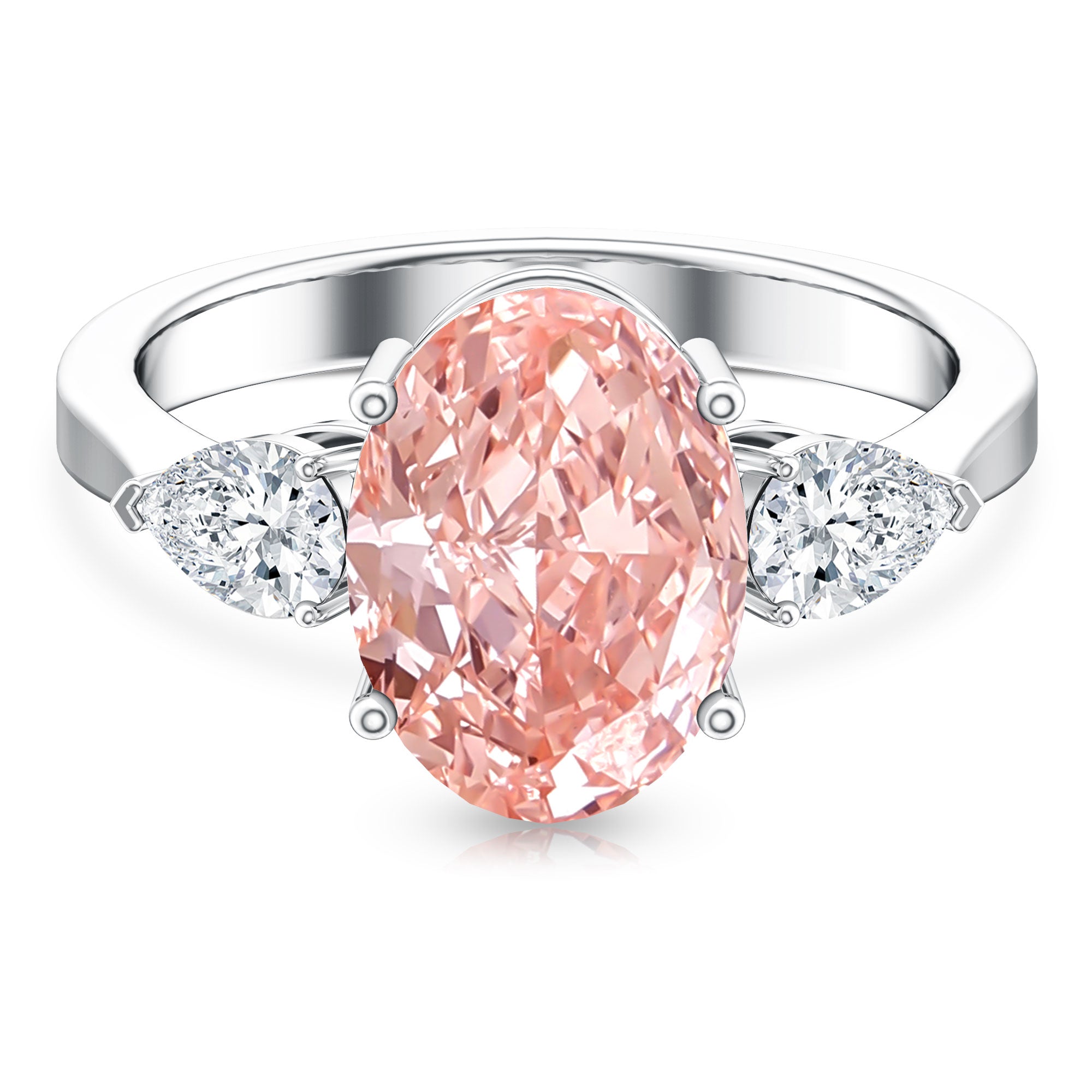 Rosec Jewels-IGI Certified 3 Carat Lab Grown Pink Diamond Triple Stone Engagement Ring for Women