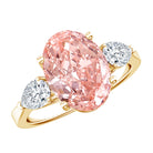 Rosec Jewels-IGI Certified 3 Carat Lab Grown Pink Diamond Triple Stone Engagement Ring for Women