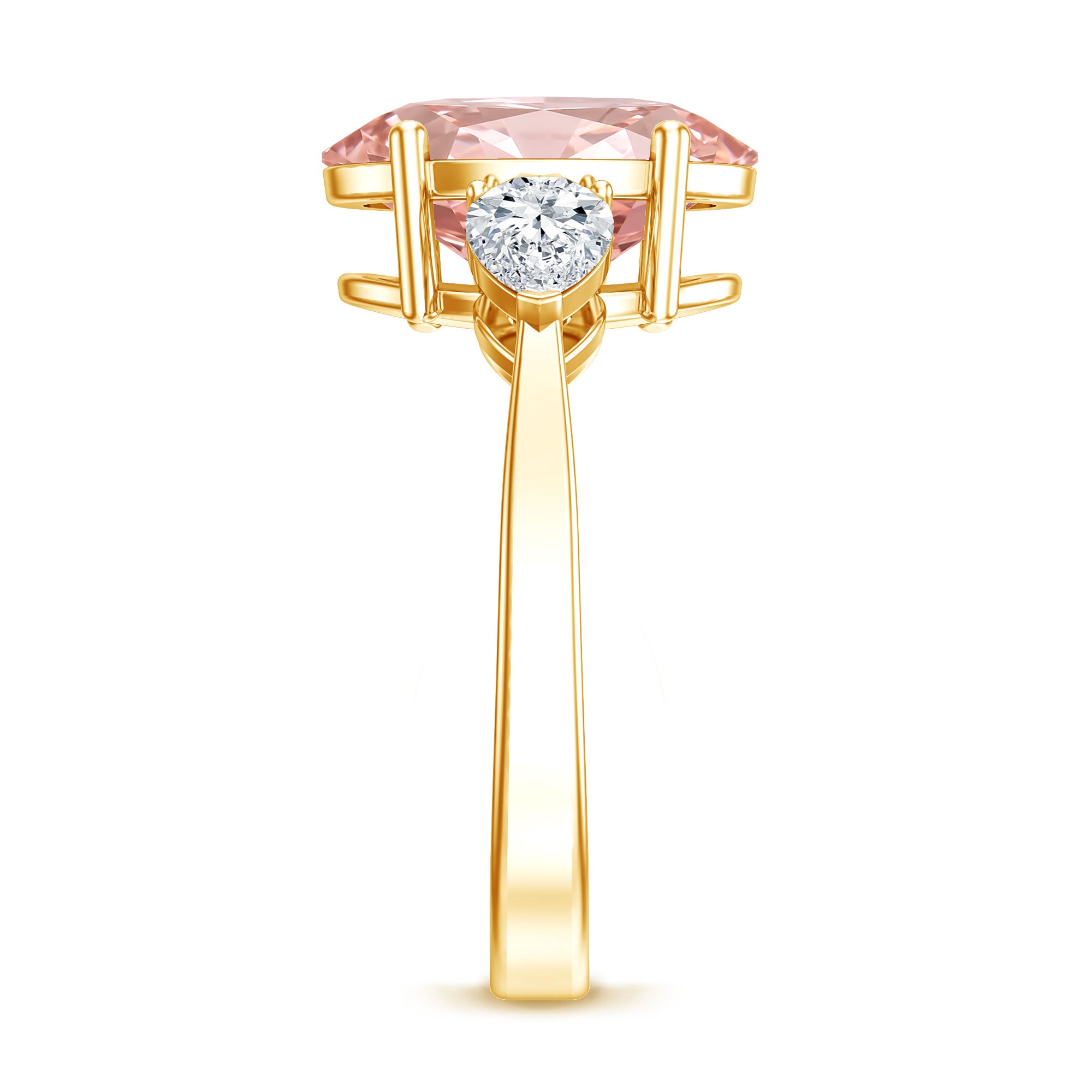 Rosec Jewels-IGI Certified 3 Carat Lab Grown Pink Diamond Triple Stone Engagement Ring for Women