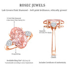 Rosec Jewels-4 Carat Lab Grown Oval Pink Diamond 3 Stone Engagement Ring with IGI Certificate