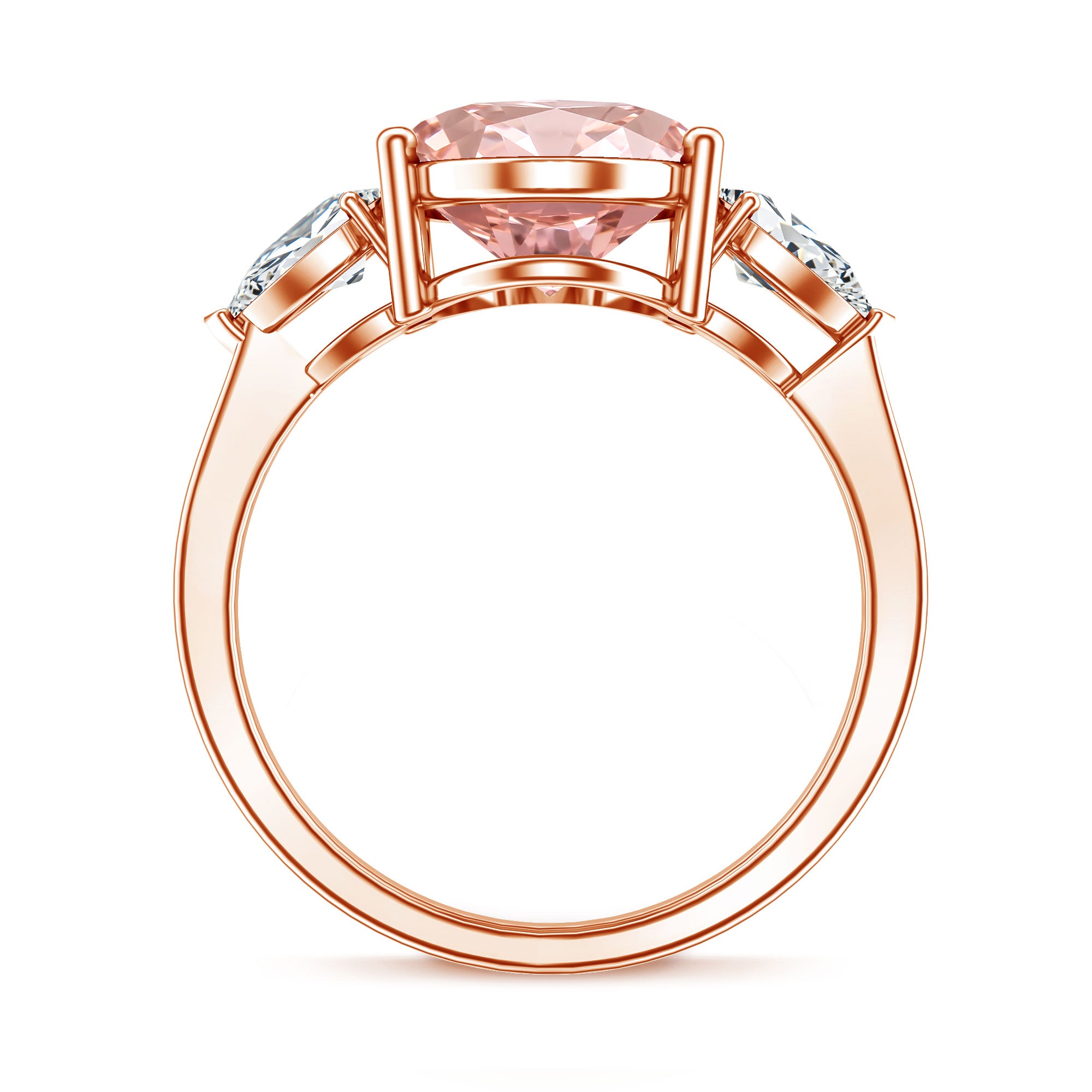 Rosec Jewels-4 Carat Lab Grown Oval Pink Diamond 3 Stone Engagement Ring with IGI Certificate