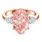 Rosec Jewels-4 Carat Lab Grown Oval Pink Diamond 3 Stone Engagement Ring with IGI Certificate