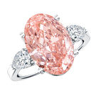 Rosec Jewels-4 Carat Lab Grown Oval Pink Diamond 3 Stone Engagement Ring with IGI Certificate