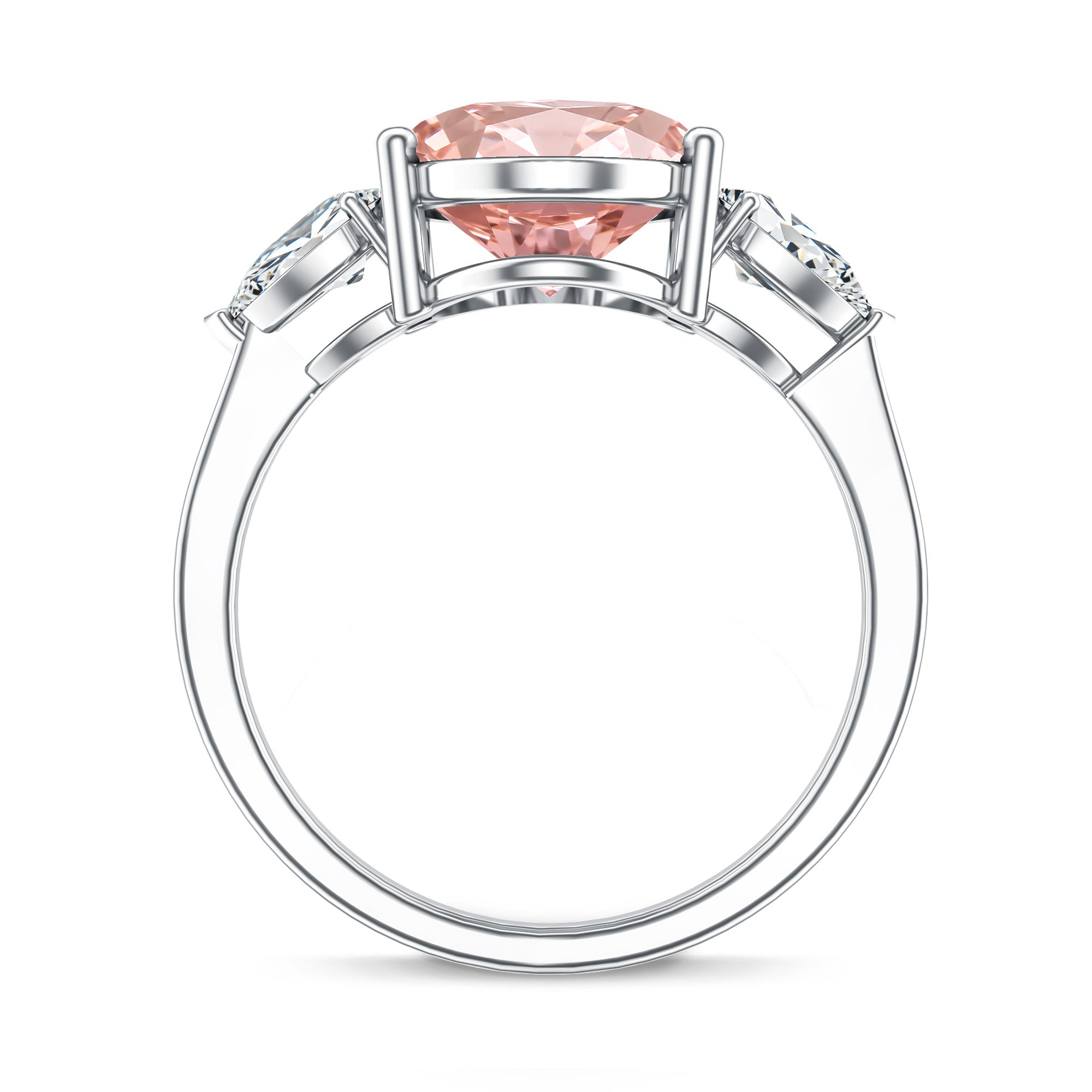 Rosec Jewels-4 Carat Lab Grown Oval Pink Diamond 3 Stone Engagement Ring with IGI Certificate
