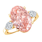 Rosec Jewels-4 Carat Lab Grown Oval Pink Diamond 3 Stone Engagement Ring with IGI Certificate