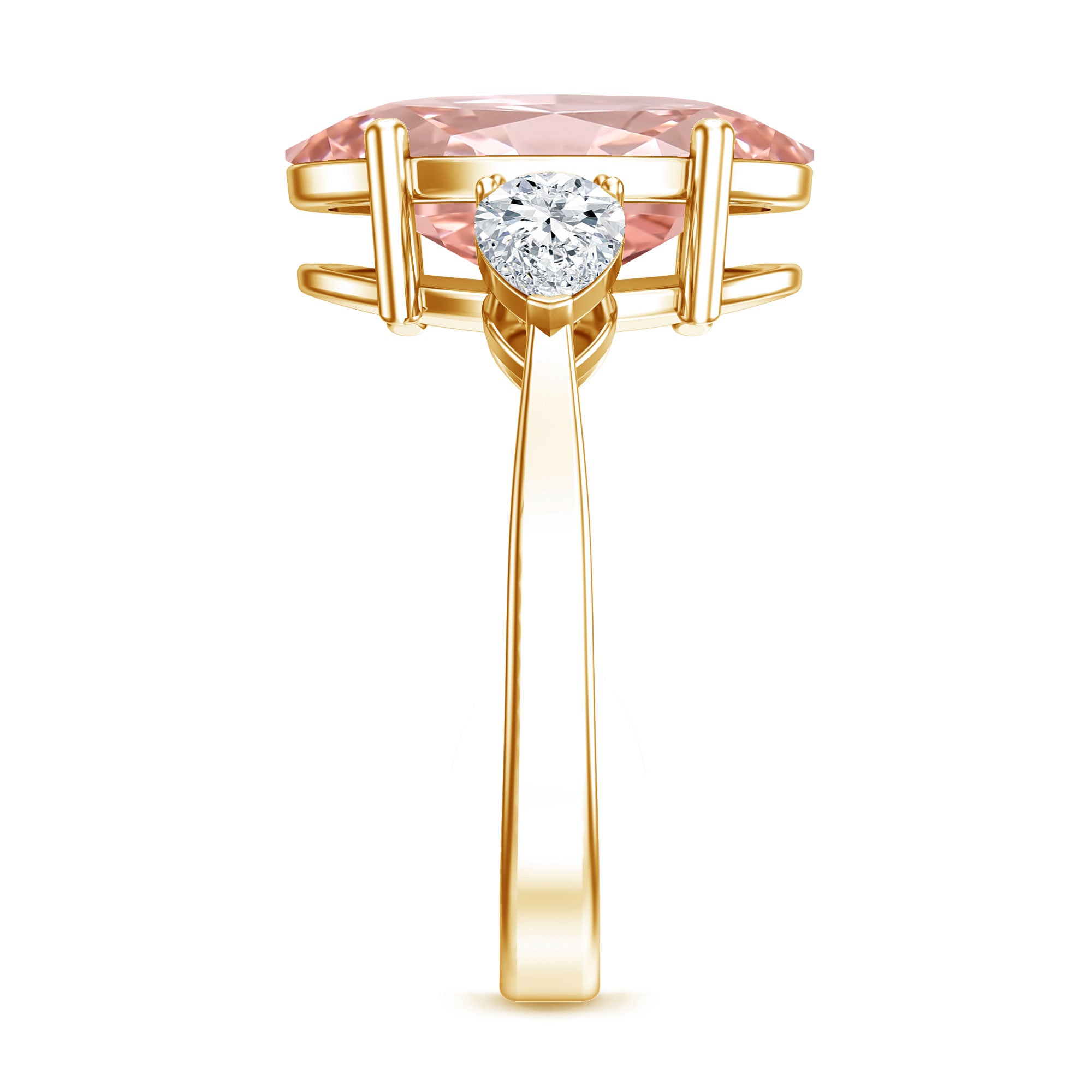 Rosec Jewels-4 Carat Lab Grown Oval Pink Diamond 3 Stone Engagement Ring with IGI Certificate