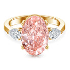 Rosec Jewels-4 Carat Lab Grown Oval Pink Diamond 3 Stone Engagement Ring with IGI Certificate