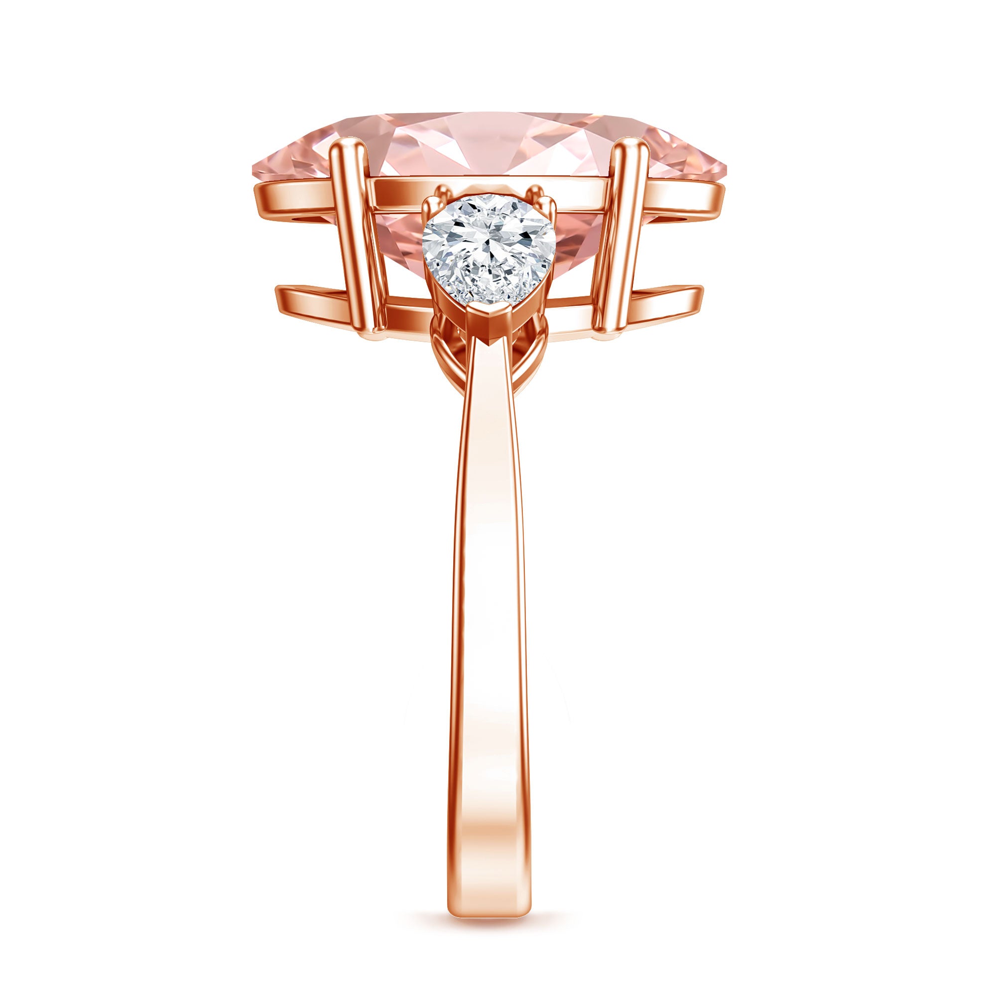 Rosec Jewels-5 Carat Lab Created Oval Pink Diamond Statement Engagement Ring with IGI Certificate