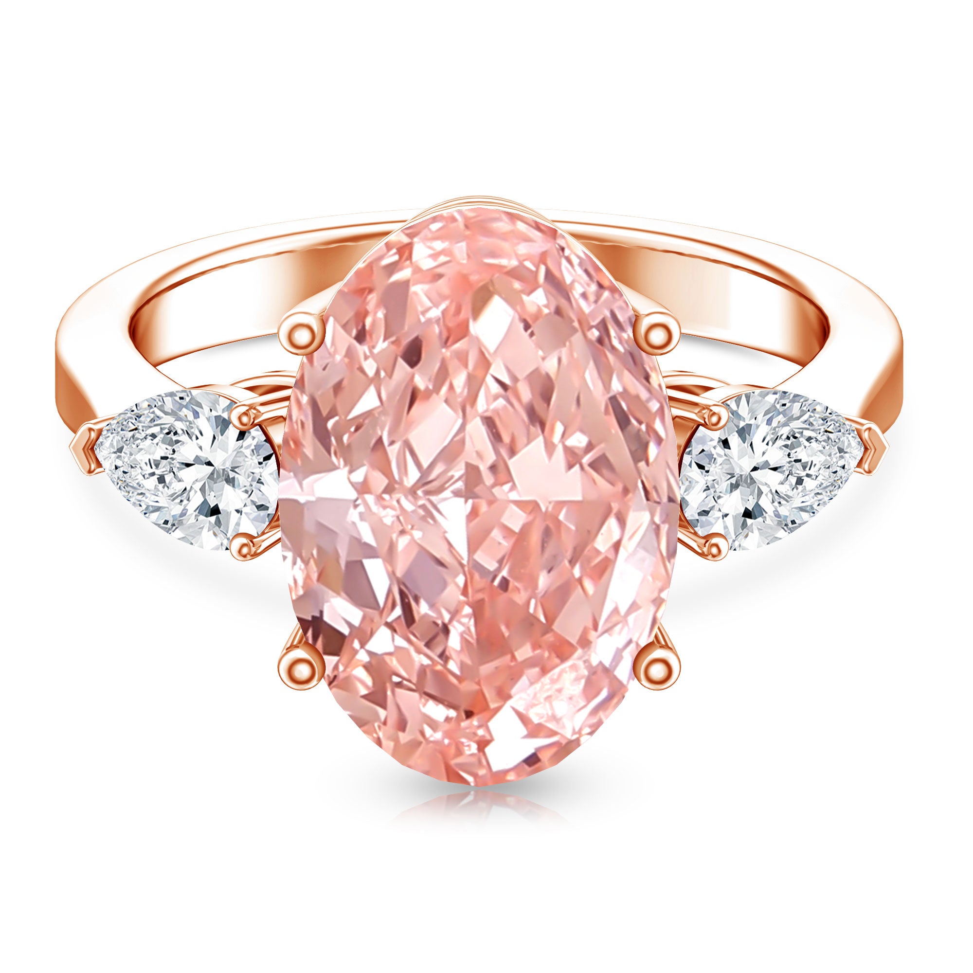 Rosec Jewels-5 Carat Lab Created Oval Pink Diamond Statement Engagement Ring with IGI Certificate