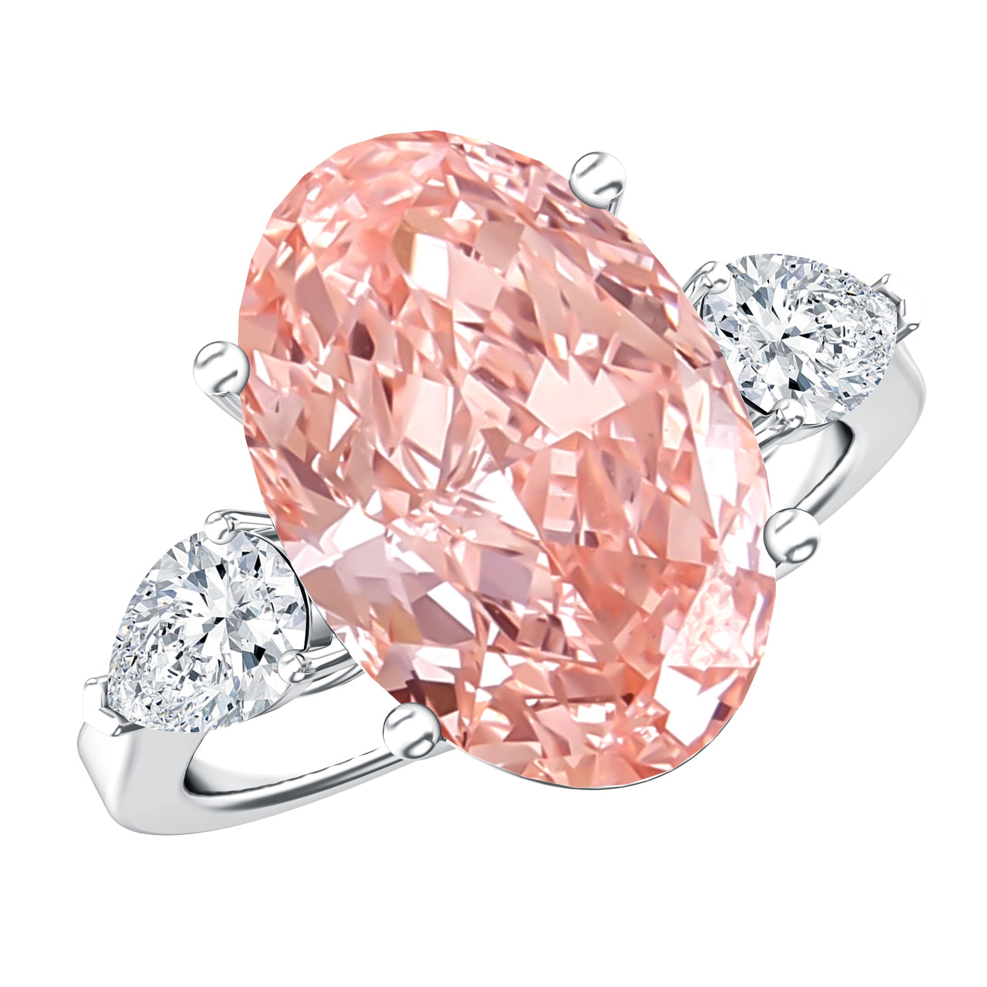 Rosec Jewels-5 Carat Lab Created Oval Pink Diamond Statement Engagement Ring with IGI Certificate
