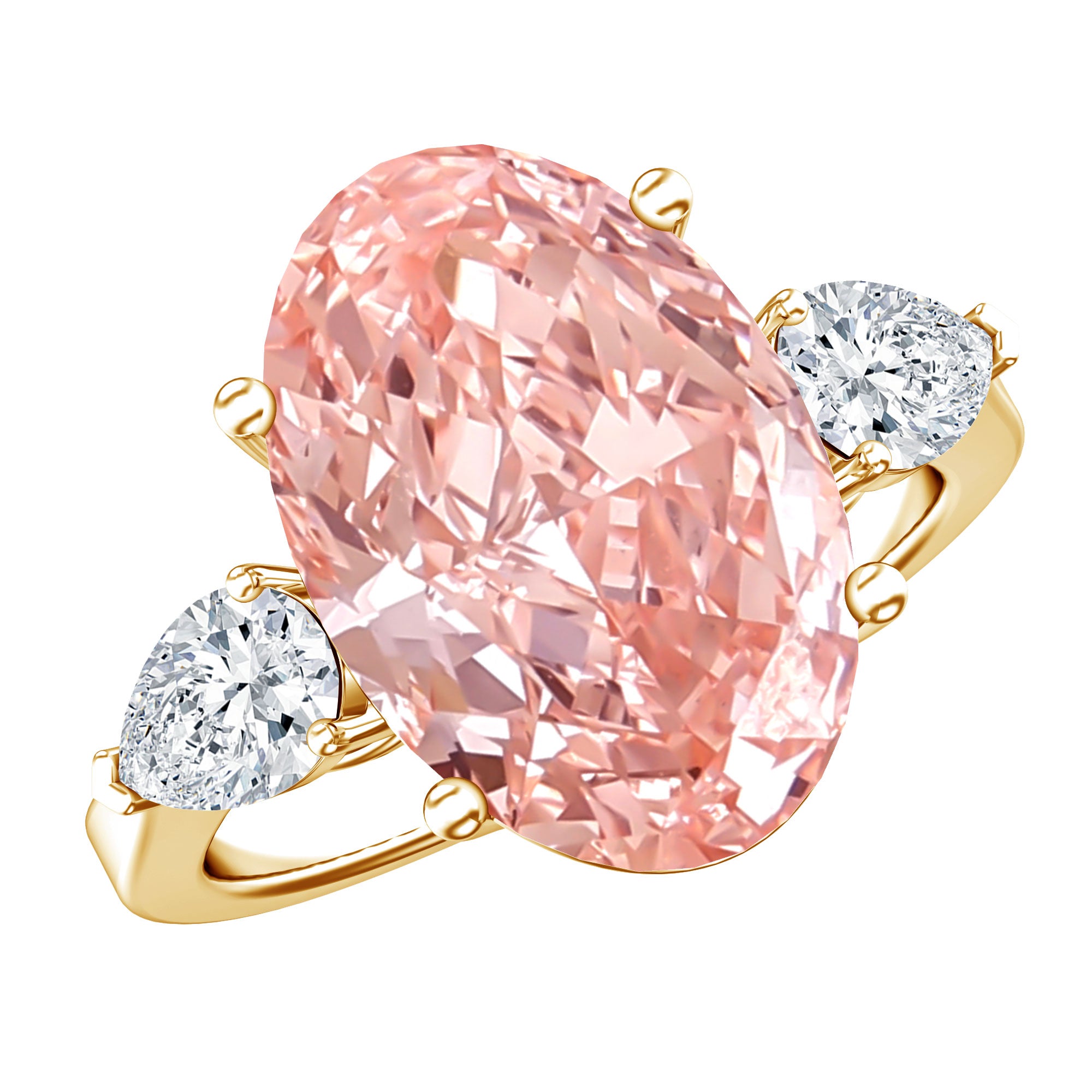 Rosec Jewels-5 Carat Lab Created Oval Pink Diamond Statement Engagement Ring with IGI Certificate