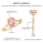 Rosec Jewels-2 Carat Lab Grown Oval Pink Diamond Braided Engagement Ring with IGI Certificate