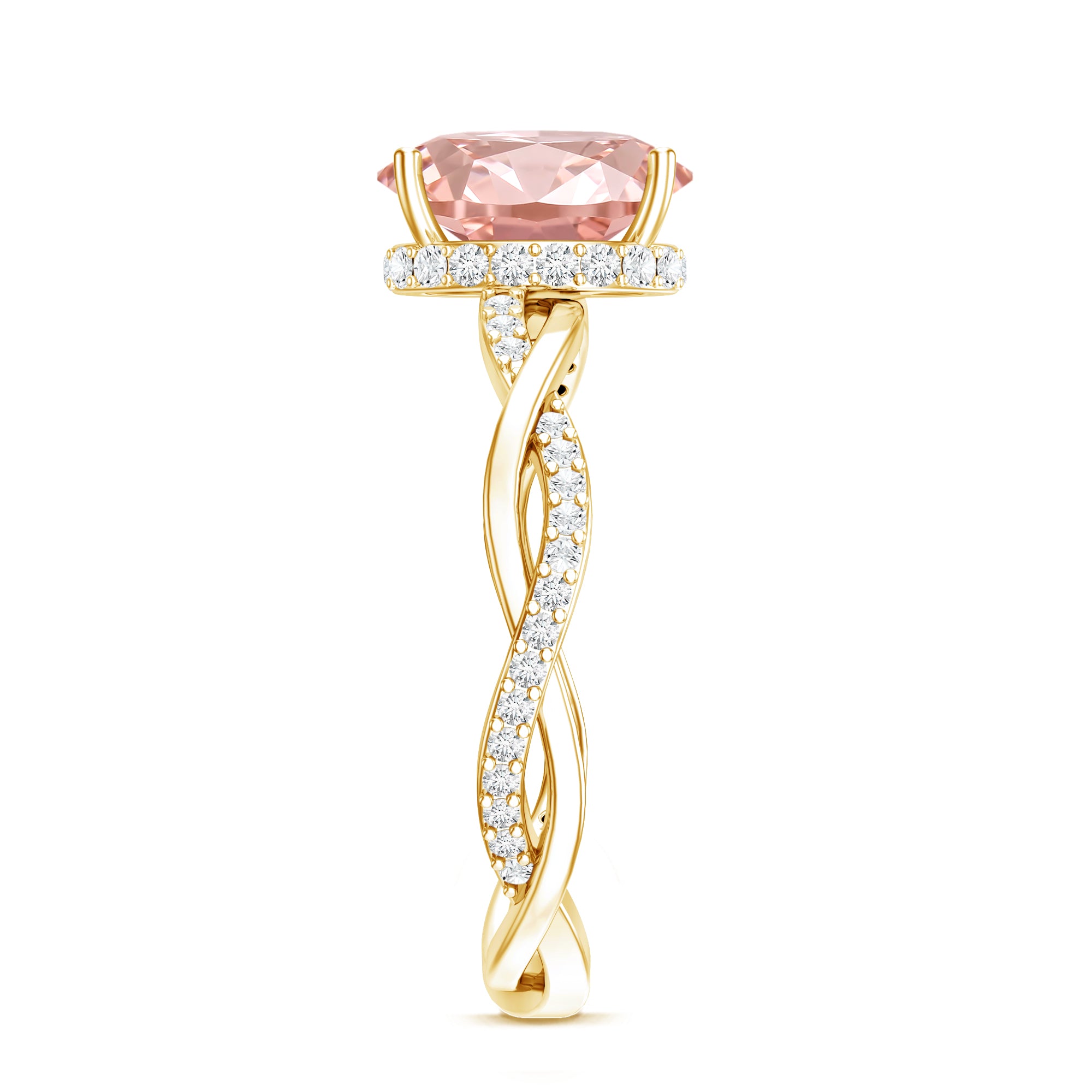 Rosec Jewels-2 Carat Lab Grown Oval Pink Diamond Braided Engagement Ring with IGI Certificate