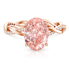 Rosec Jewels-IGI Certified 3 Carat Oval Lab Created Pink Diamond Infinity Band Engagement Ring