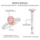 Rosec Jewels-IGI Certified 1 Ct Lab Grown Pink and White Diamond Engagement Ring with Side Stones