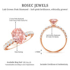 Rosec Jewels-2 Carat Oval Lab Created Pink and White Diamond Engagement Ring with IGI Certificate