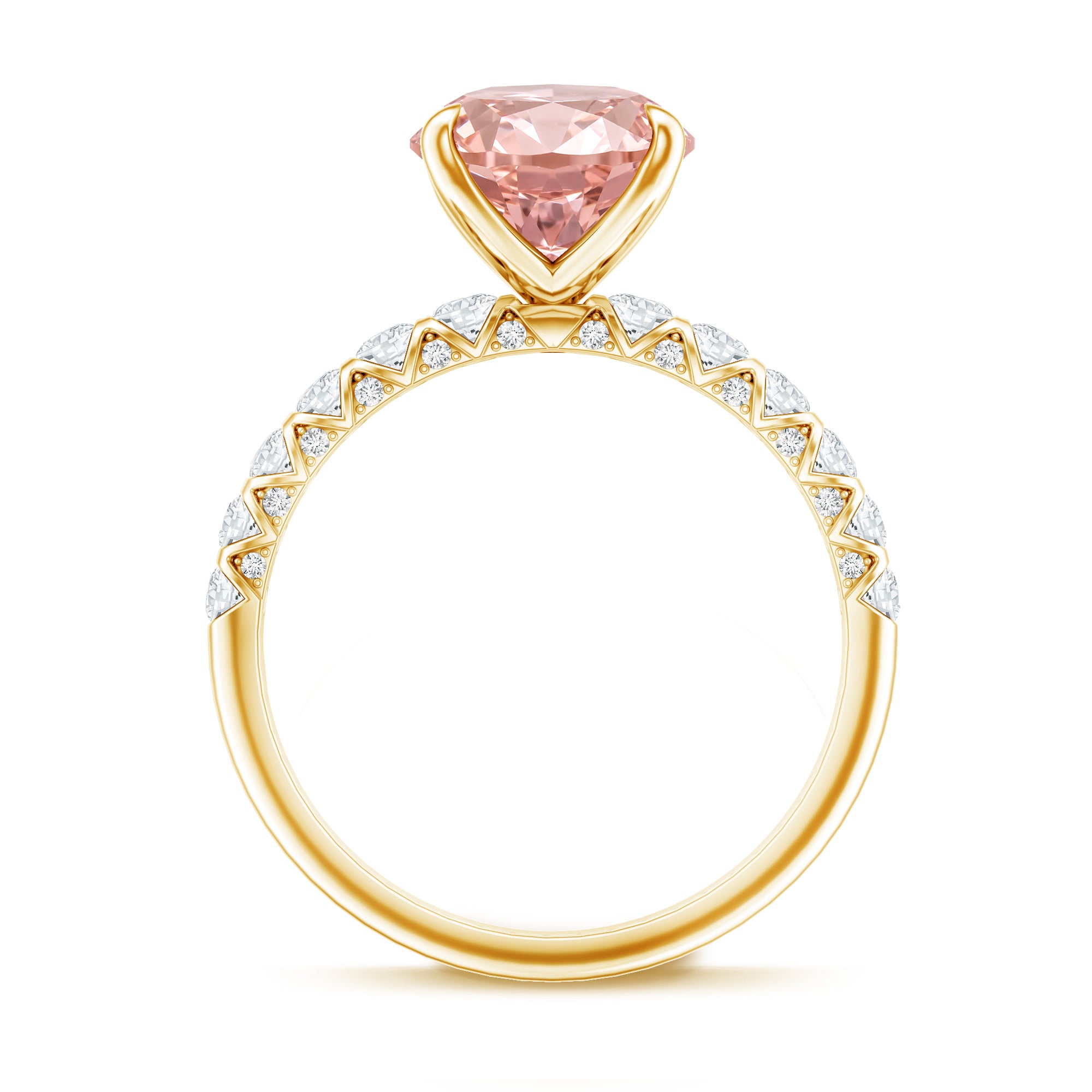 Rosec Jewels-IGI Certified 3 Carat Lab Grown Oval Pink Diamond Engagement Ring with Side Stones