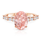 Rosec Jewels-3 Carat Oval Lab Grown Pink Diamond Designer Engagement Ring IGI Certified