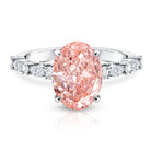 Rosec Jewels-3 Carat Oval Lab Grown Pink Diamond Designer Engagement Ring IGI Certified