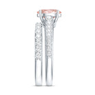 Rosec Jewels-1 Carat Oval Shaped Lab Grown Pink and White Diamond Wedding Ring Set IGI Certified