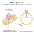 Rosec Jewels-1 Carat Oval Shaped Lab Grown Pink and White Diamond Wedding Ring Set IGI Certified