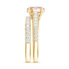 Rosec Jewels-1 Carat Oval Shaped Lab Grown Pink and White Diamond Wedding Ring Set IGI Certified