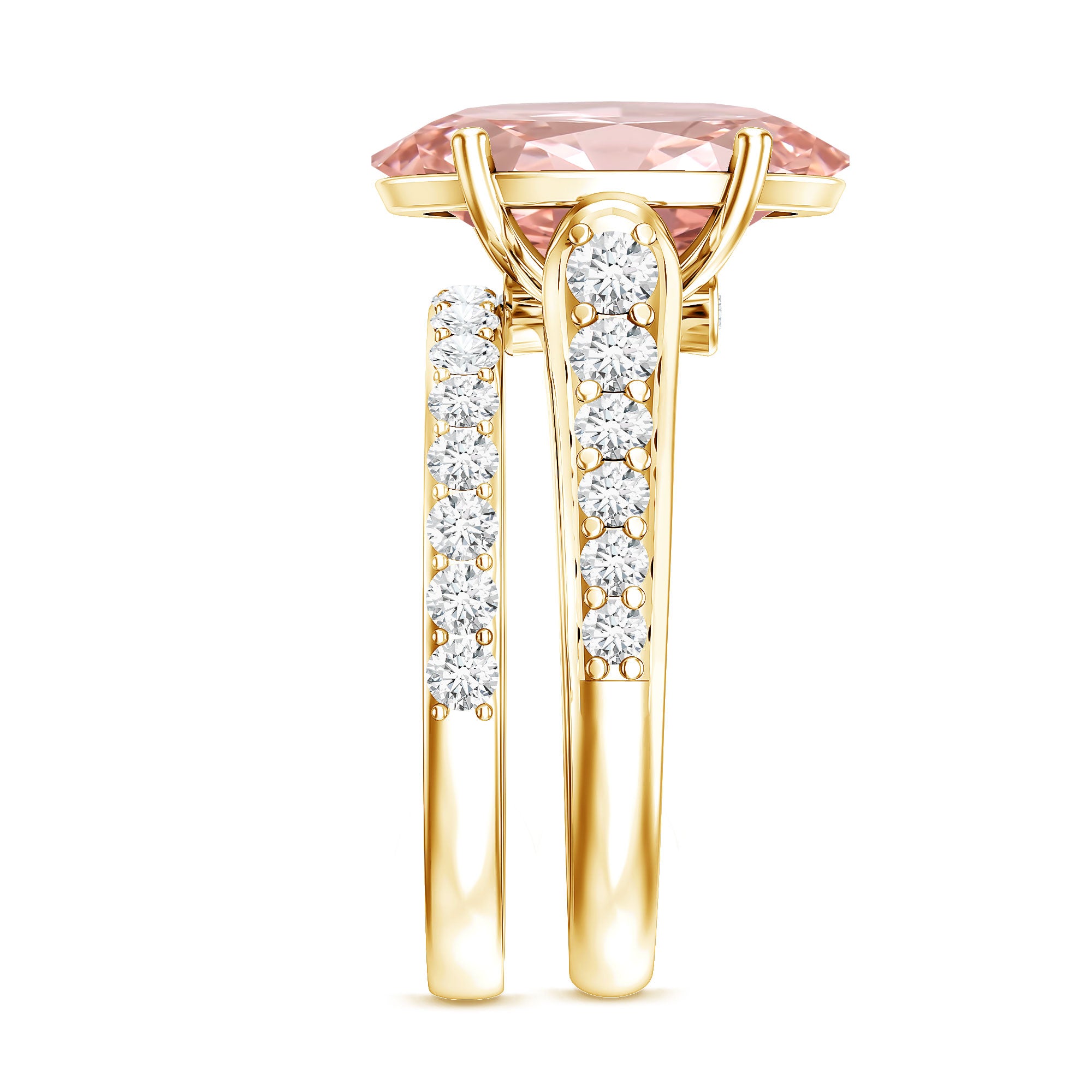 Rosec Jewels-5 Carat IGI Certified Lab Grown Pink Diamond Oval Engagement Ring Set