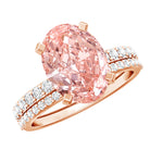 3 Carat Lab Grown Pink Diamond Oval Shape Wedding Ring Set IGI Certified Fancy Pink - VS1 - Rosec Jewels