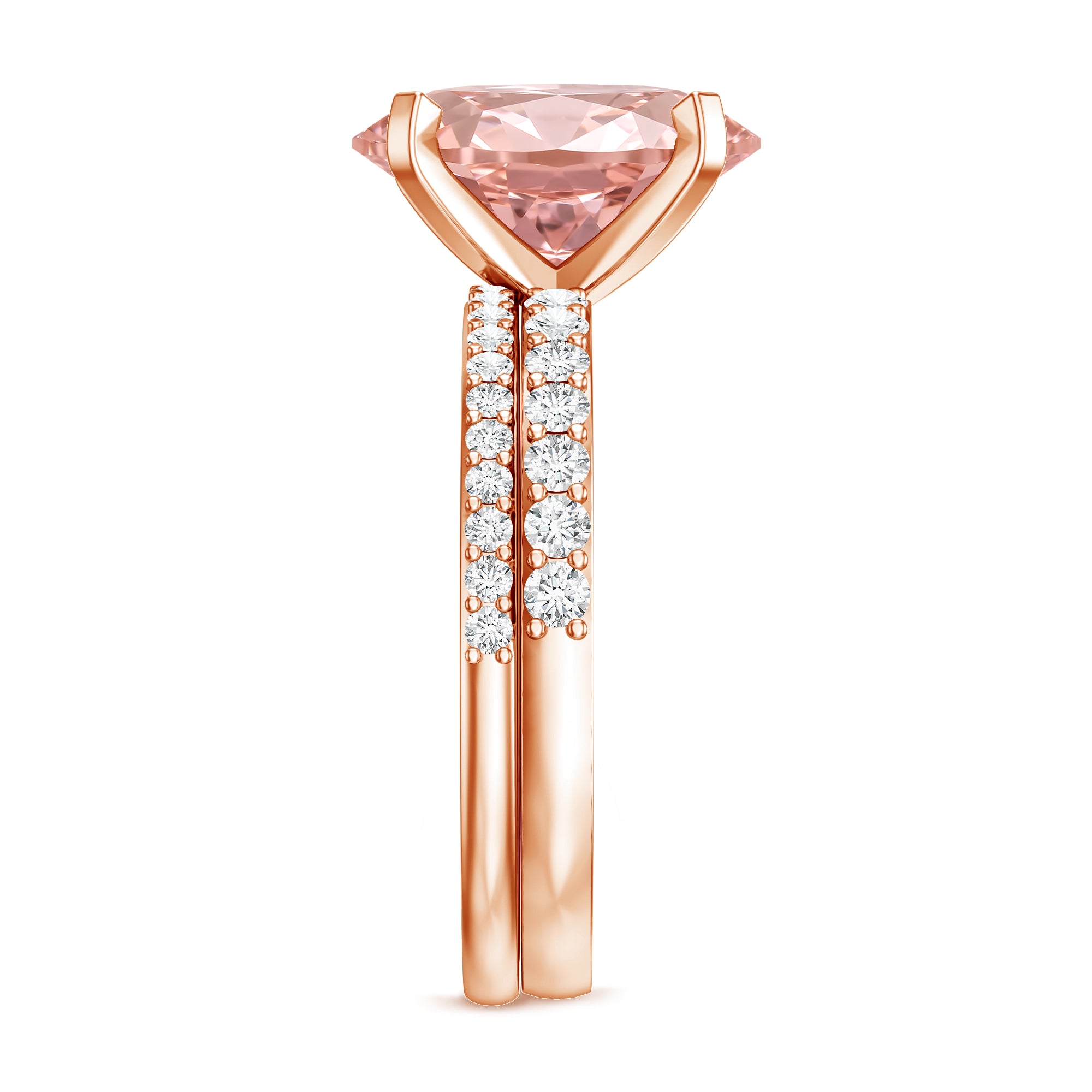 3 Carat Lab Grown Pink Diamond Oval Shape Wedding Ring Set IGI Certified Fancy Pink - VS1 - Rosec Jewels