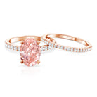 3 Carat Lab Grown Pink Diamond Oval Shape Wedding Ring Set IGI Certified Fancy Pink - VS1 - Rosec Jewels