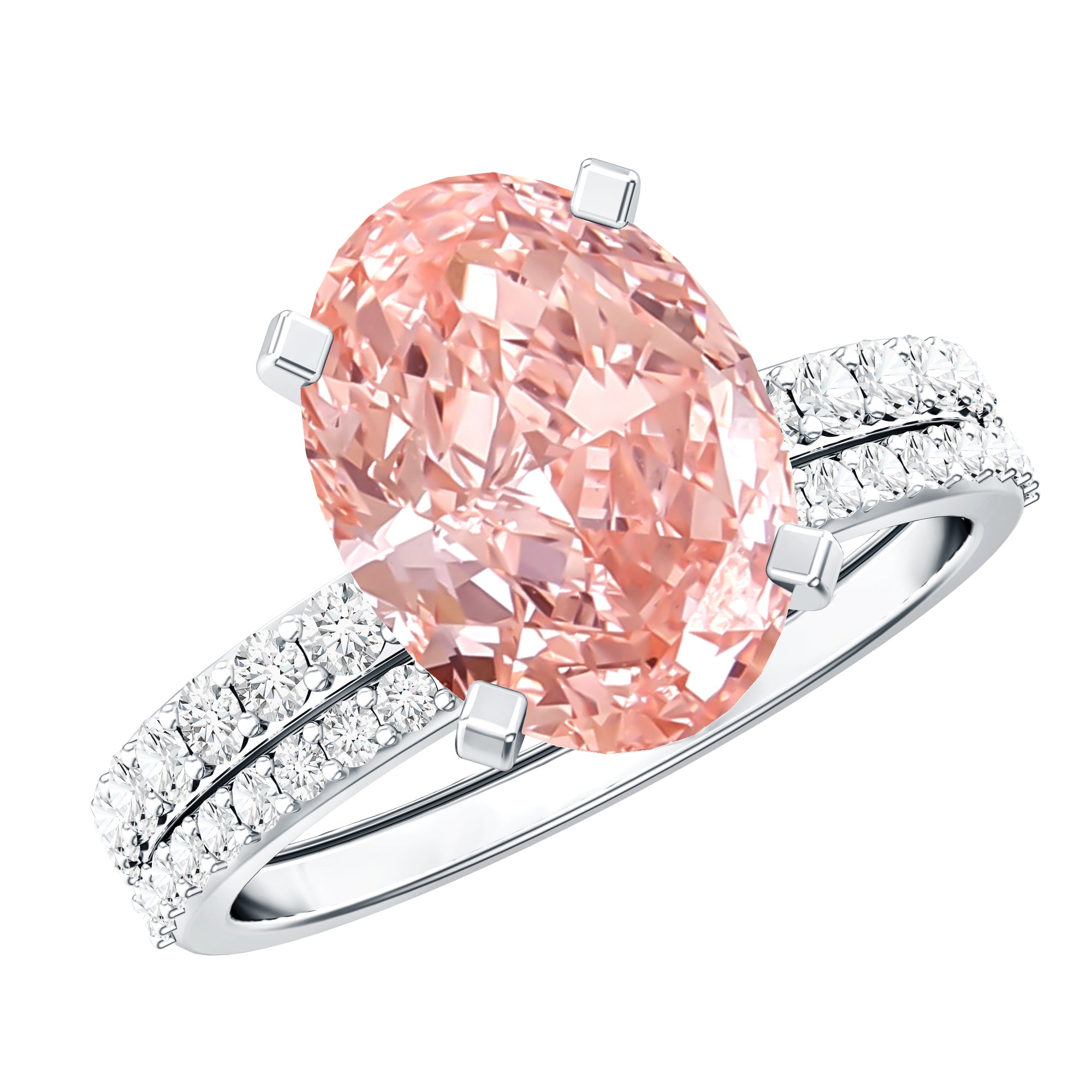 3 Carat Lab Grown Pink Diamond Oval Shape Wedding Ring Set IGI Certified Fancy Pink - VS1 - Rosec Jewels