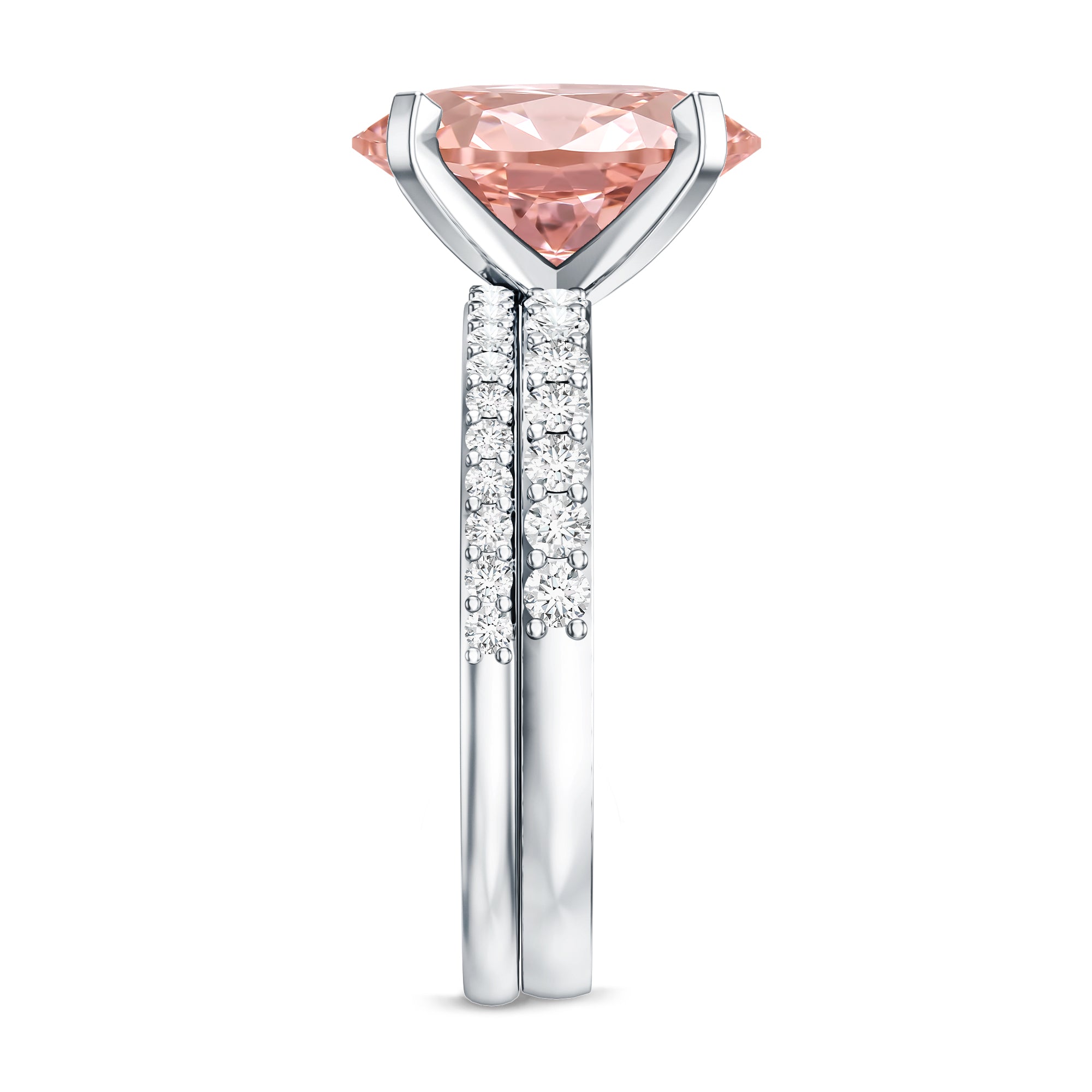 3 Carat Lab Grown Pink Diamond Oval Shape Wedding Ring Set IGI Certified Fancy Pink - VS1 - Rosec Jewels