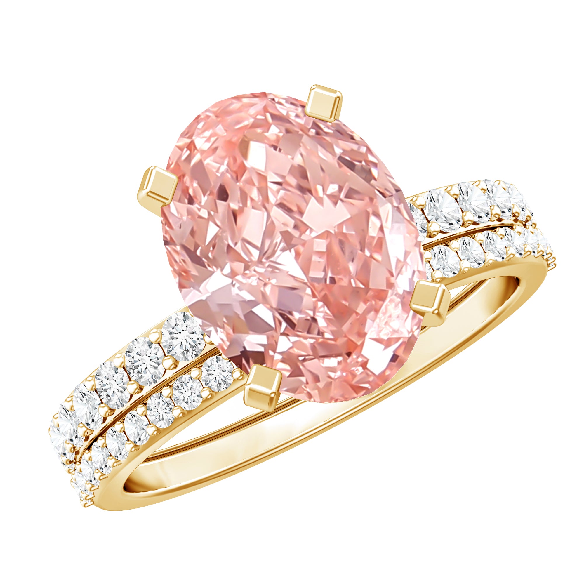 3 Carat Lab Grown Pink Diamond Oval Shape Wedding Ring Set IGI Certified Fancy Pink - VS1 - Rosec Jewels