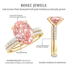 3 Carat Lab Grown Pink Diamond Oval Shape Wedding Ring Set IGI Certified Fancy Pink - VS1 - Rosec Jewels